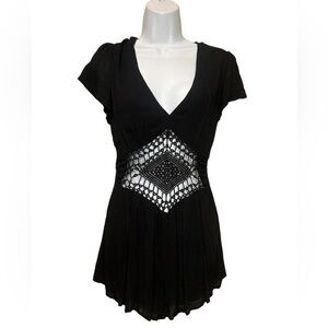 Windsor Black Crochet Romper